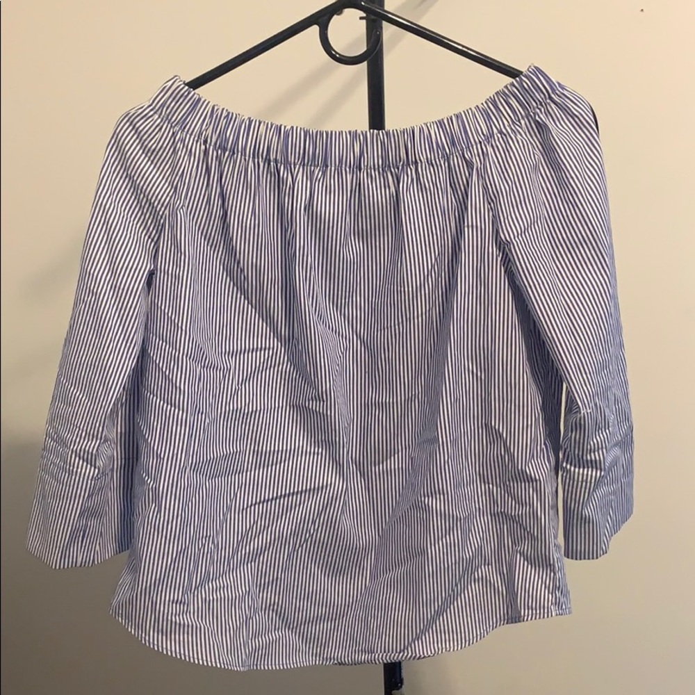 Zara off shoulder striped 3/4 sleeve shirt